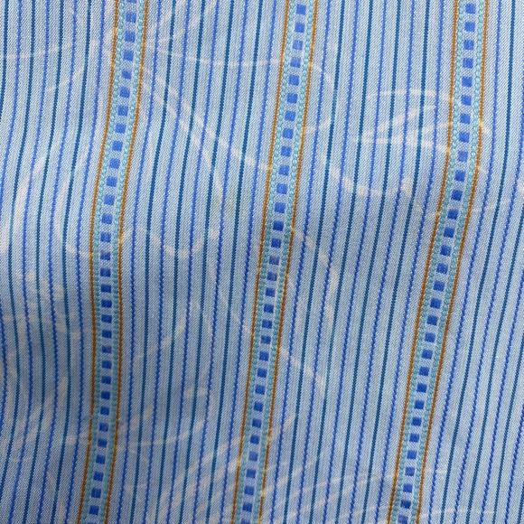 Tommy Bahama Mens Medium Blue Striped Flower Pattern L/S Button Up Cotton Shirt - Picture 4 of 6